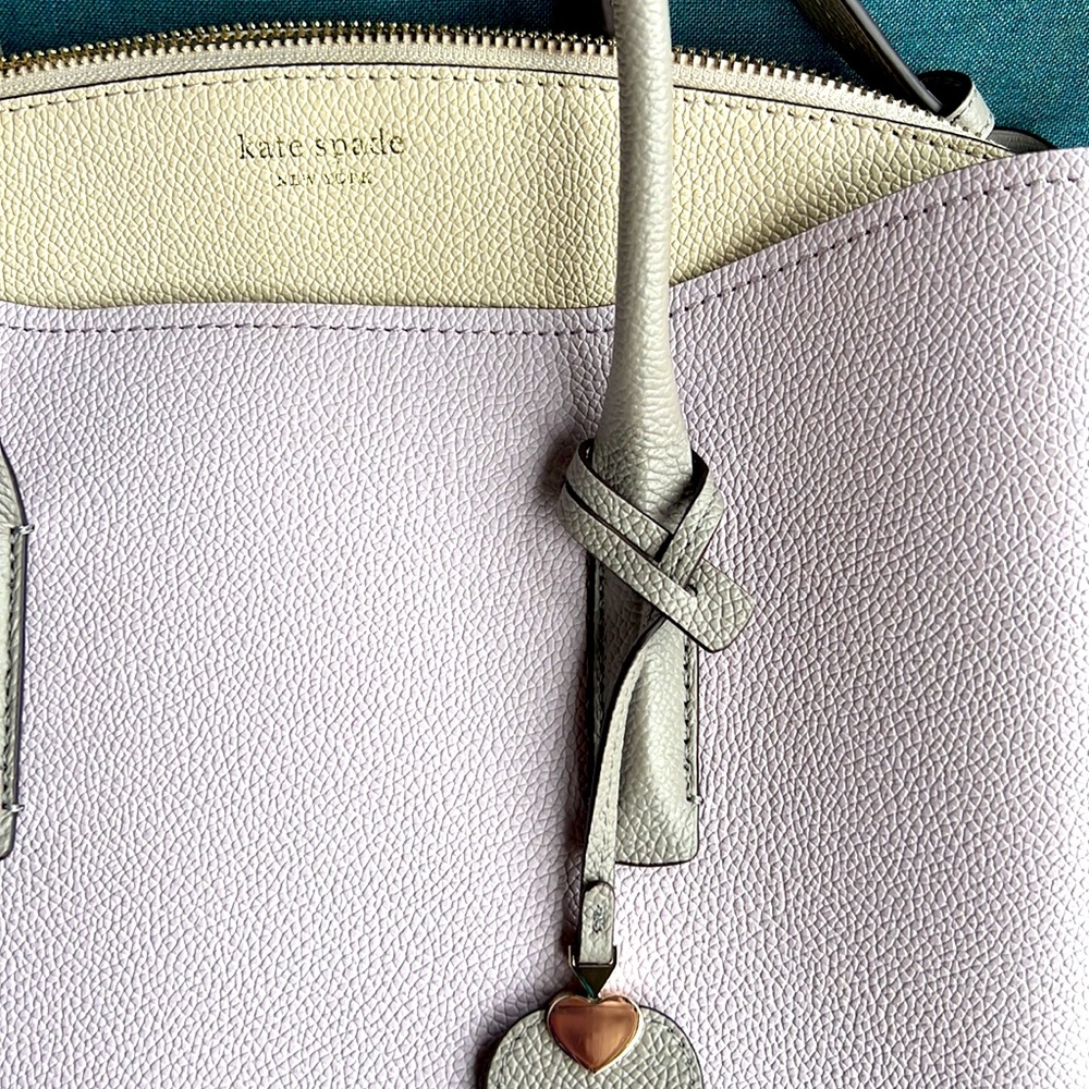 NWT Kate Spade Lavender, grey & cream satchel or tote. - Picture 3 of 13